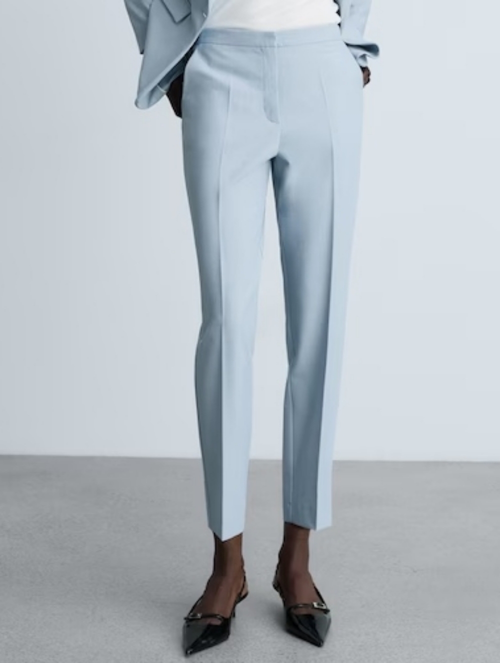 Zara Light Blue Straight-Leg Pants
